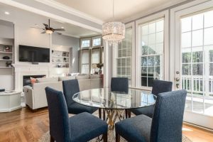 An open floor plan living and dining room