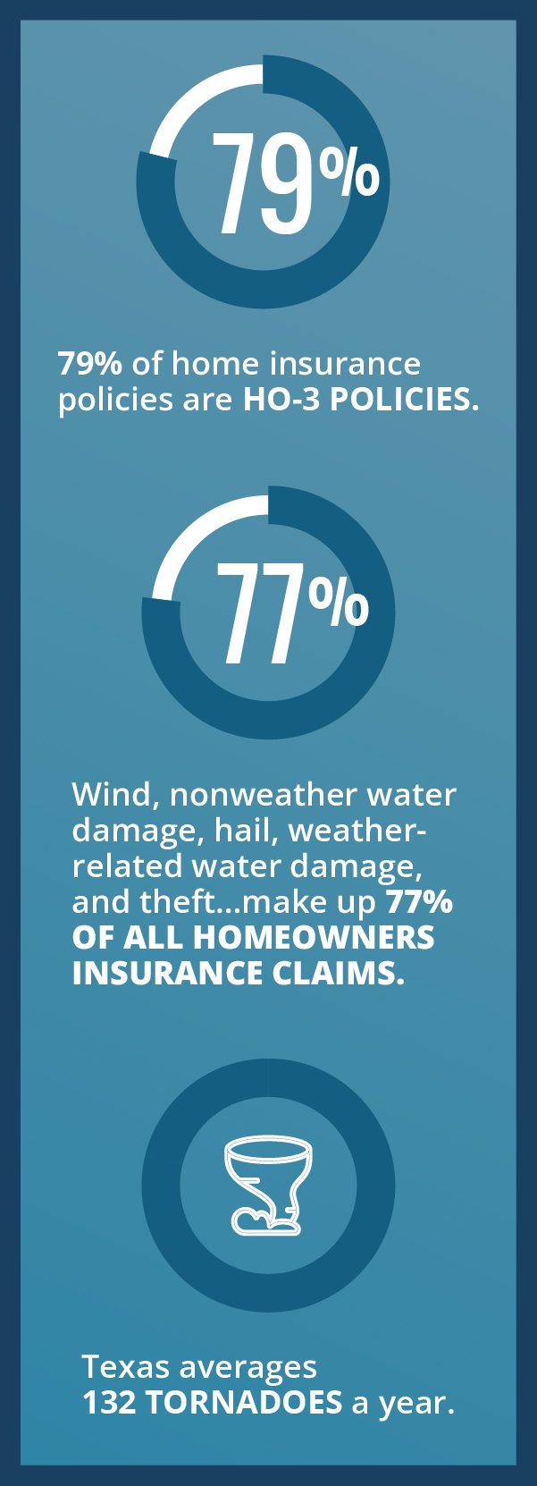 Graphic showing the home insurance policy statistics in Texas